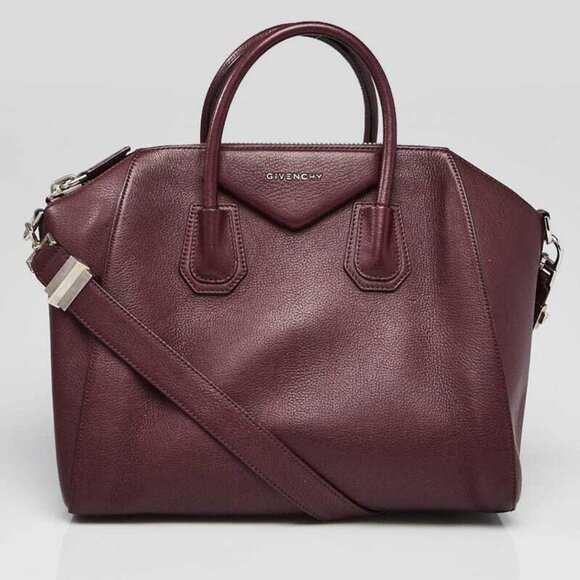 Givenchy Burgundy Sugar Goatskin Leather Medium Antigona Bag - Picture 1 of 11